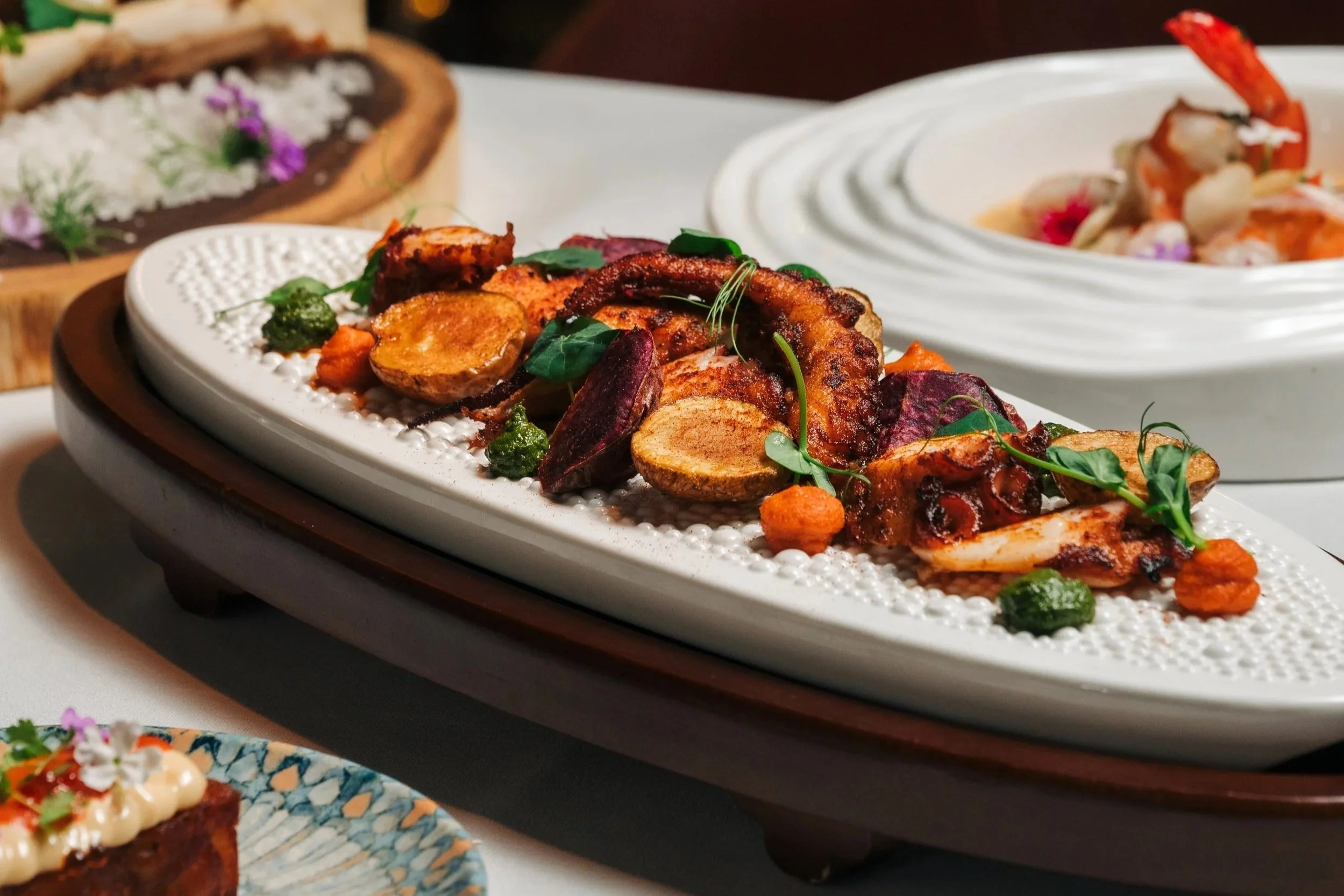 Grilled octopus from the UNA a la carte dinner menu